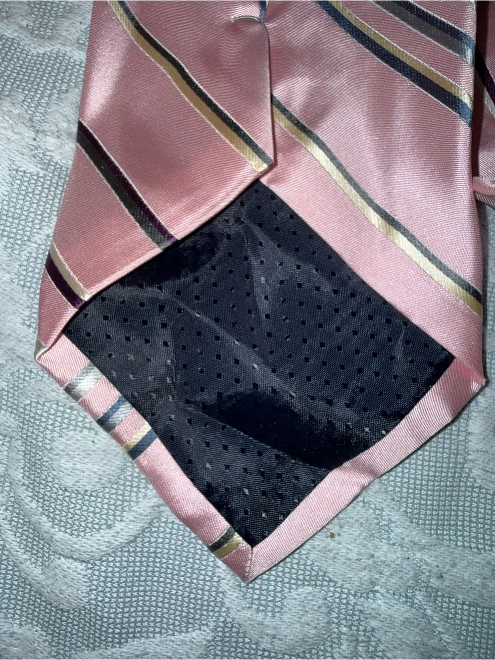 Men's Pink Striped Tie - Unbranded